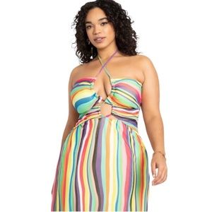 Eloquii Rainbow cutout Maxi Dress (NWT) sz 14